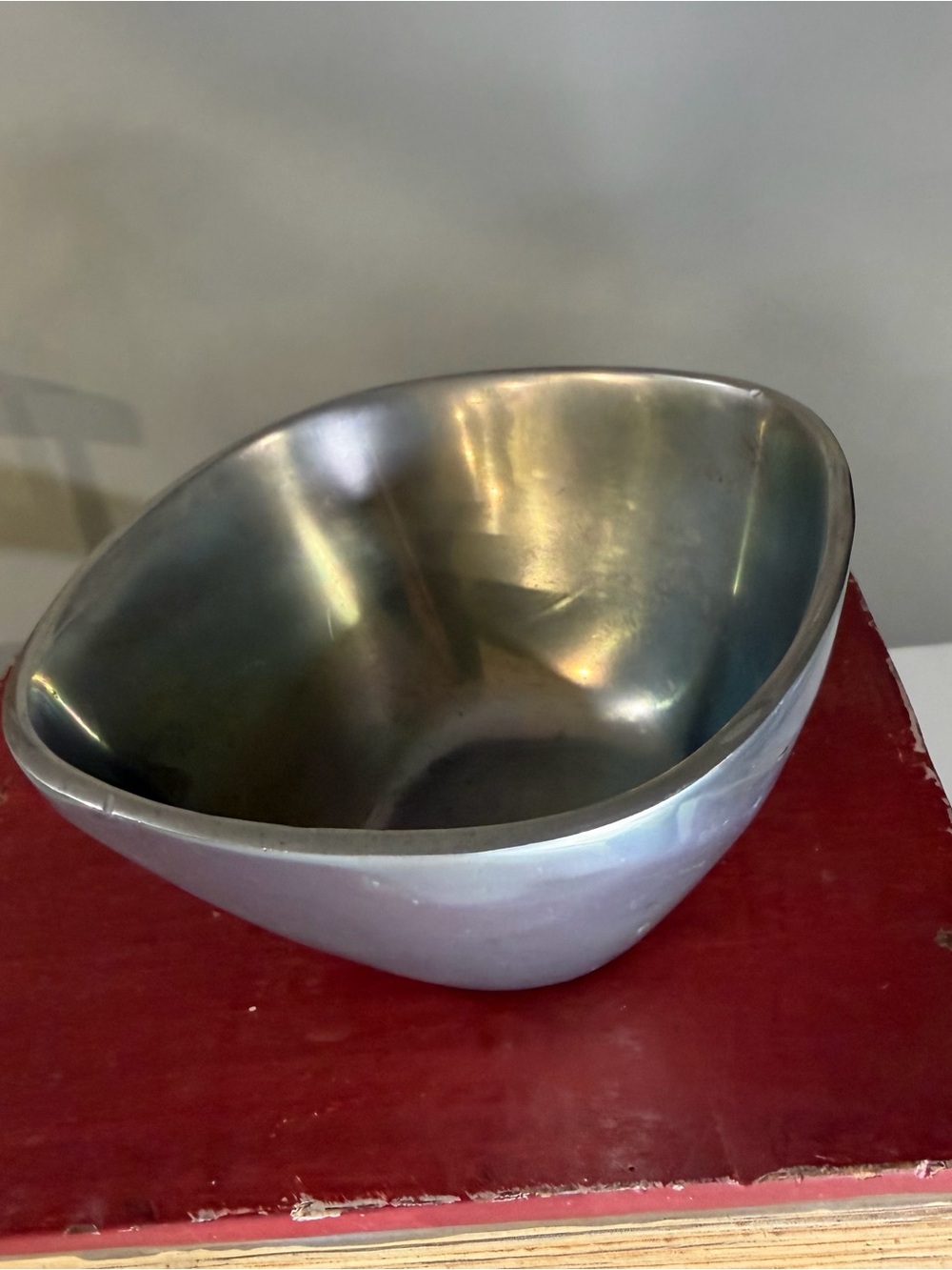 Pottery Barn Metallica bowl small Modern Pewter Tone Decorative Bowl